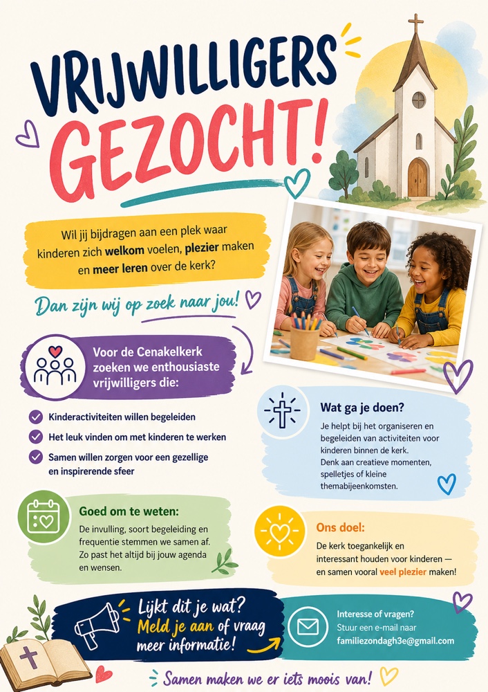Vrijwilligers gezocht Cenakelkerk